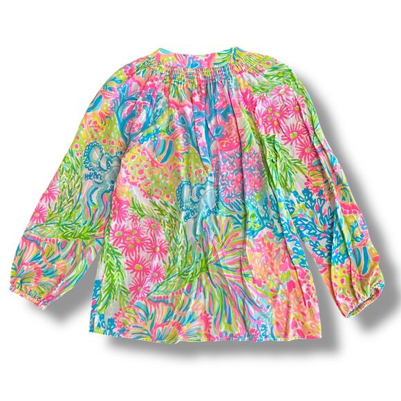 Lilly Pulitzer Elsa Silk Top Small Multi Via Del Mar Bright Resort Preppy - Picture 5 of 10